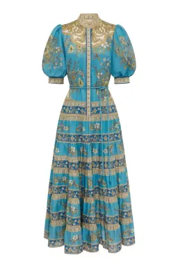 Alemais Cassie Tiered Midi Dress in Blue Size AU 12 for rent on The Volte - image 5