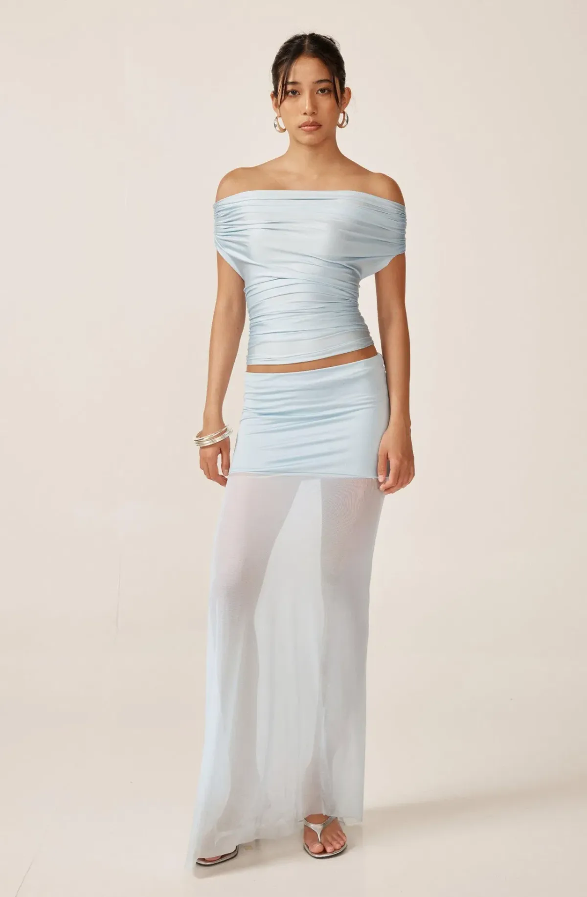 Ance Gria Grace Top and Skirt Set in Ice Blue Size XS / AU 6/8 for rent on The Volte - main image