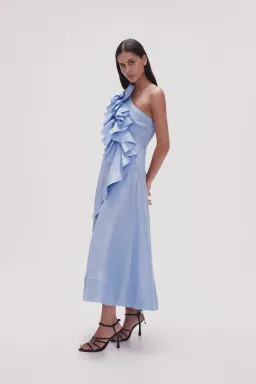 Aje Adelia Ruffle Midi Dress Light Sky Blue Size AU 10  for rent on The Volte - image 2