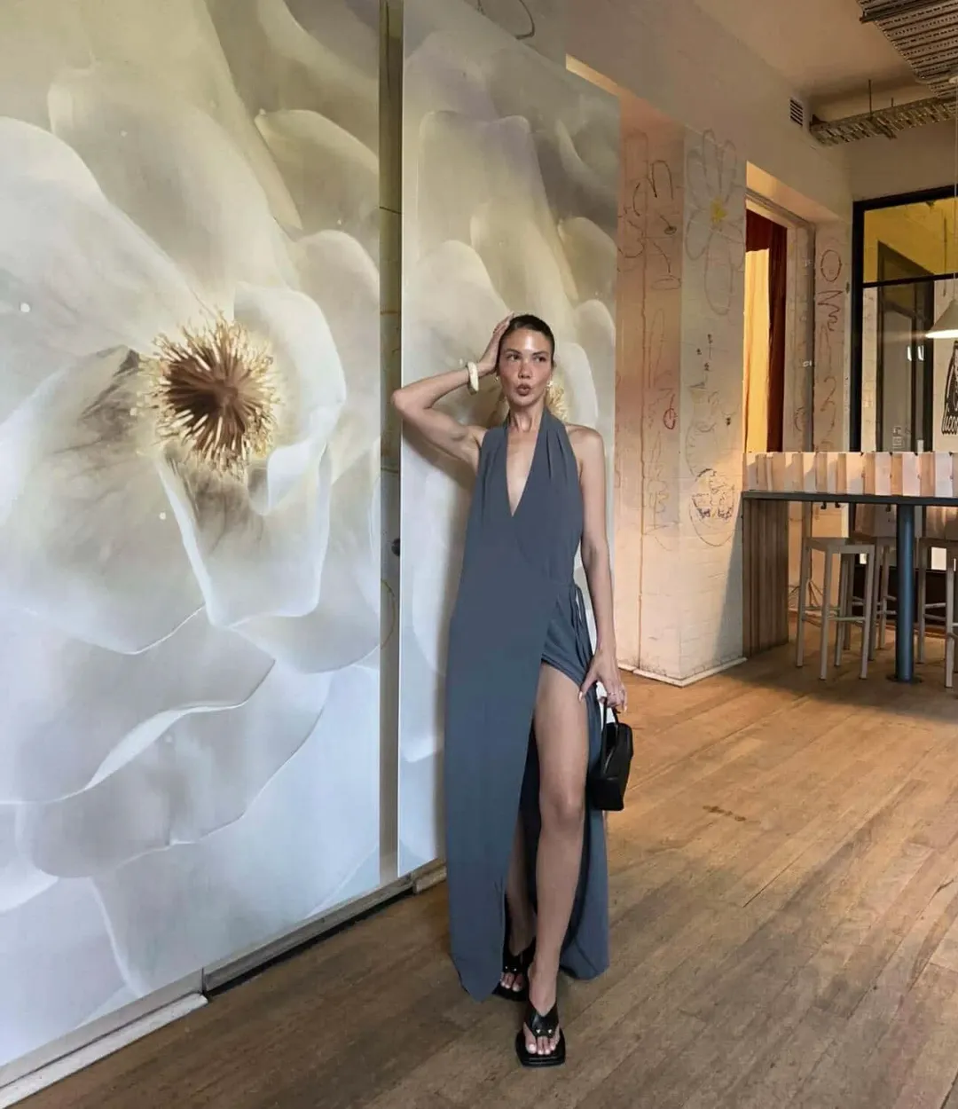 Henne Vida Dress Grey Size 8 for rent on The Volte - main image