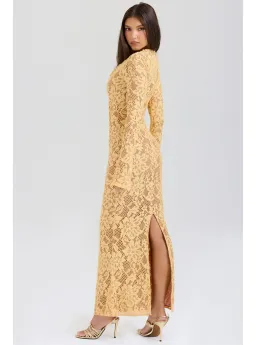 House of CB Indiana Plunge Lace Maxi Dress Apricot Size M / AU 10 for rent on The Volte - image 3
