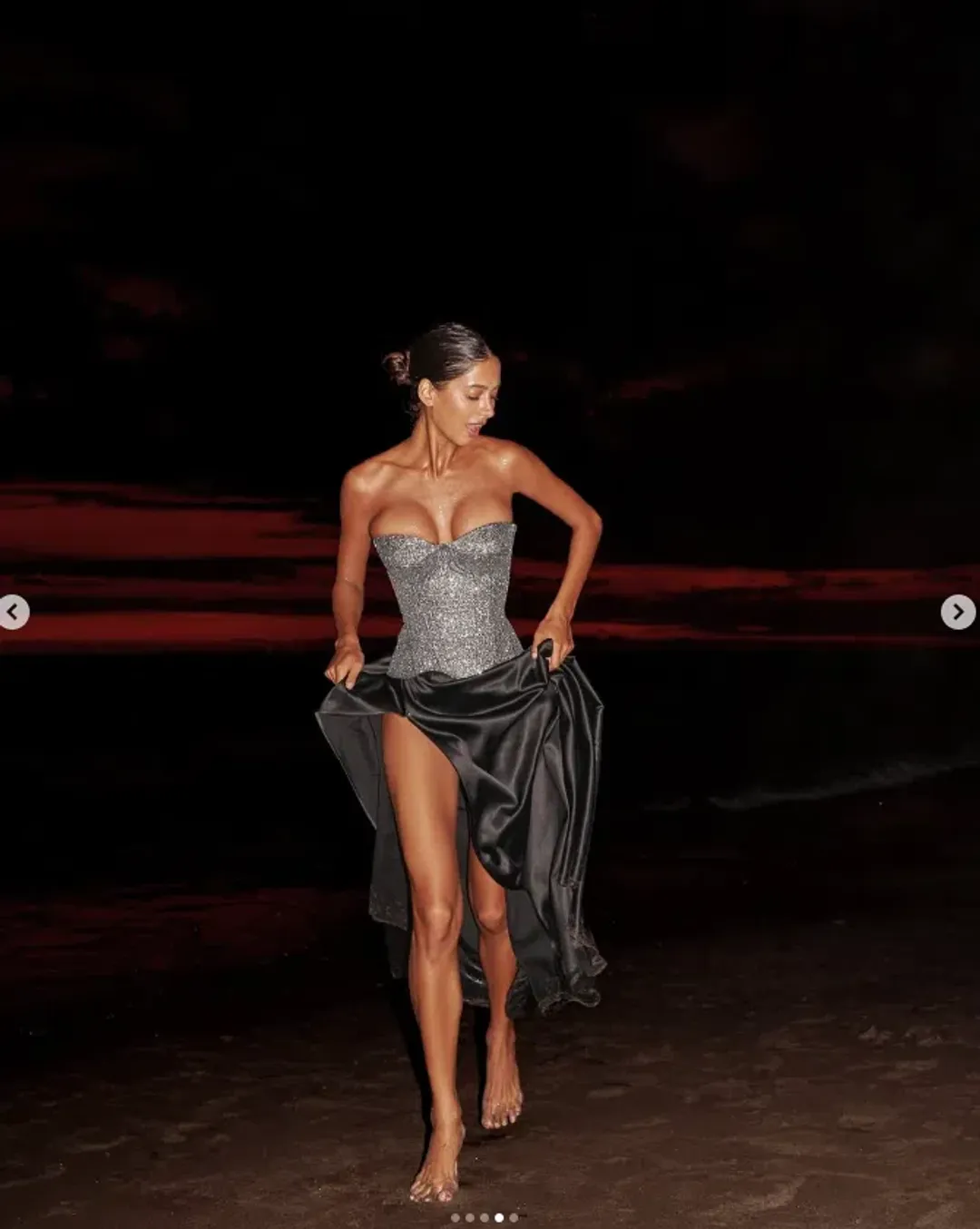 Tsarskaya Sparkling Silver Corset Shine & Black Skirt Wind Melody Size 10 for rent on The Volte - main image