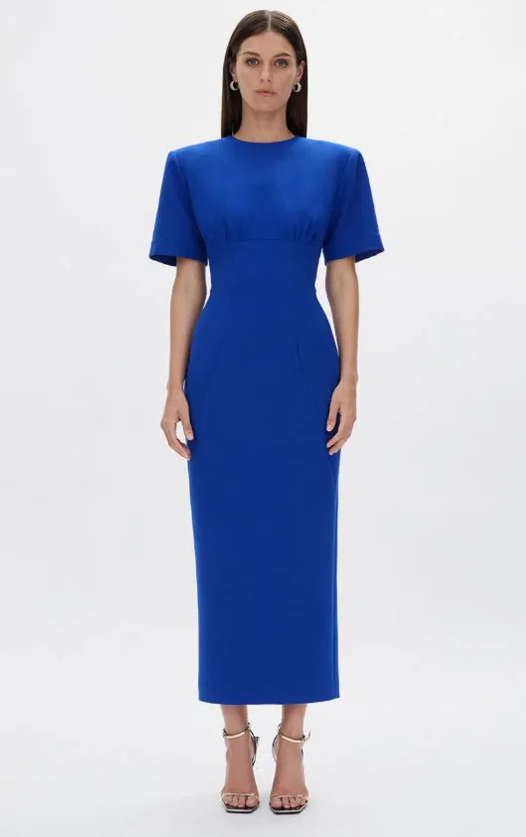 Rachel Gilbert Dover Short Sleeve Midi Dress in Cobalt Size 14 for rent on The Volte - main image