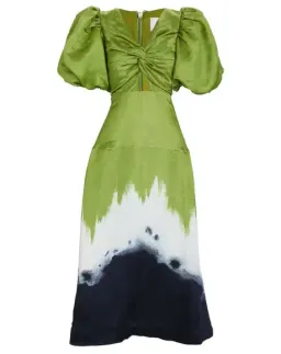 AJE Arcadian Puff Sleeve Knot Midi Dress Multi Size AU 6 for rent on The Volte - image 4