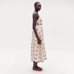 OROTON Dutch Tulip Halter Low Back Linen Midi Dress Ecru Size AU 14 for rent on The Volte - image 5