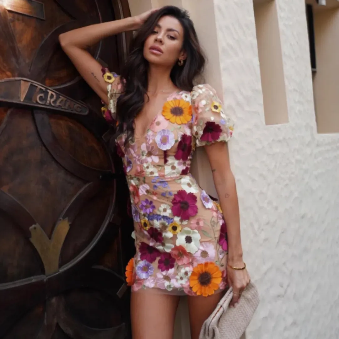 ELLIATT Rosalind 3D Floral Mini Dress Size AU 6 (XS) for rent on The Volte - main image