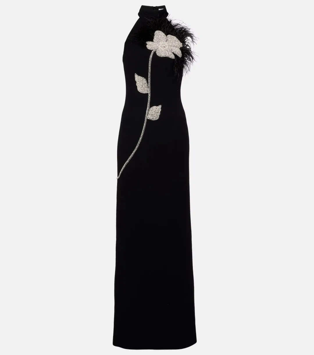 Rebecca Vallance Starlight Embellished Feather Trimmed Gown in Black Size AU 8 for rent on The Volte - main image