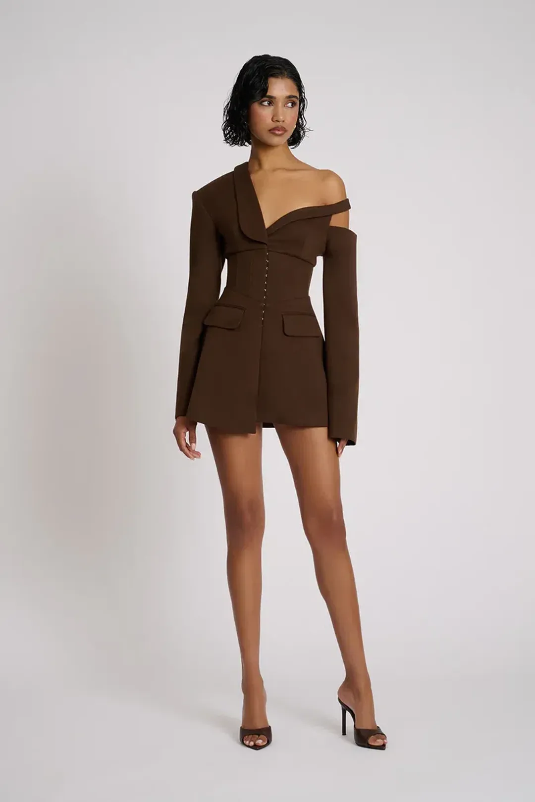 Eliya The Label Ayla Blazer MIni  Dress in Brown Size M / AU 10 for rent on The Volte - main image