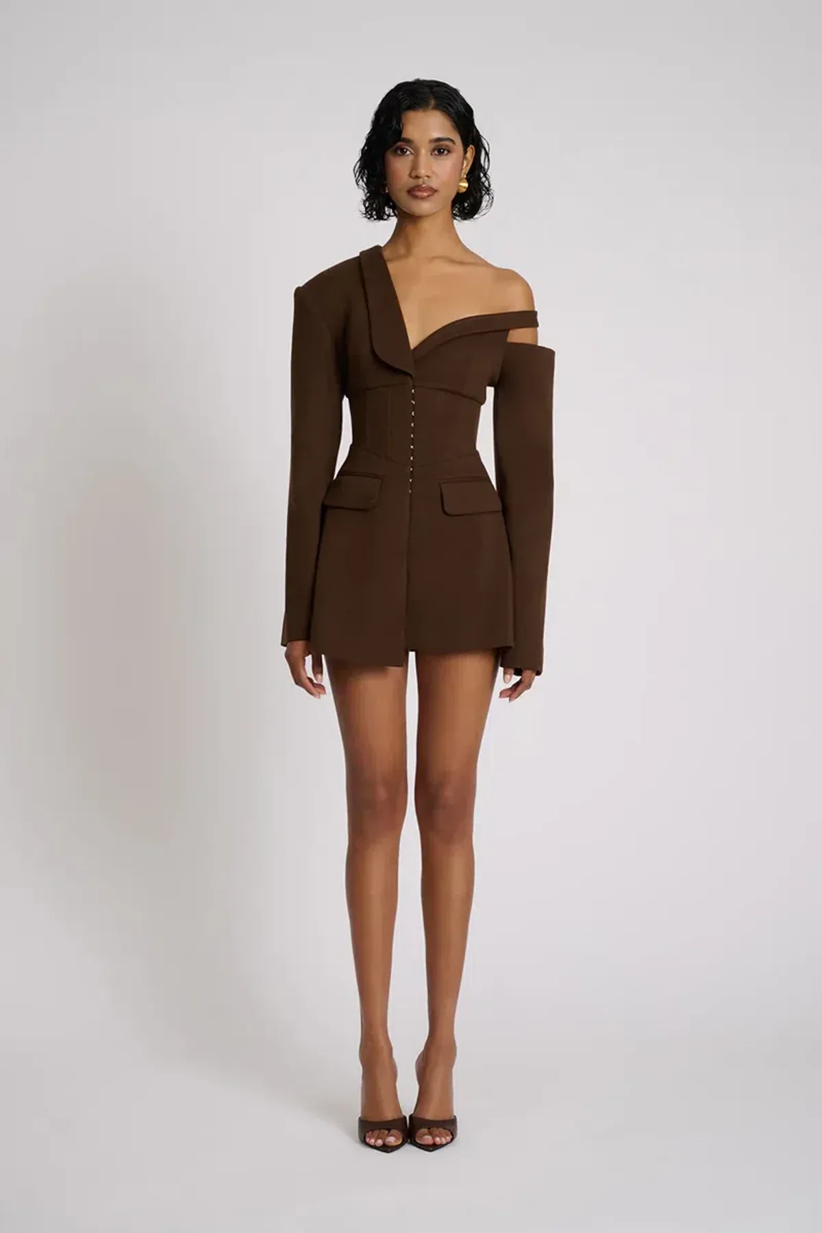 Eliya The Label Ayla Blazer MIni  Dress in Brown Size M / AU 10 for rent on The Volte - main image