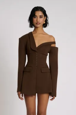 Eliya The Label Ayla Blazer MIni  Dress in Brown Size M / AU 10 for rent on The Volte - image 3