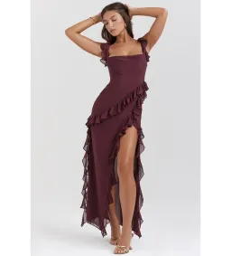 House of CB Ariela Ruffle Maxi Dress Mulberry Size 6/XS for rent on The Volte - image 5