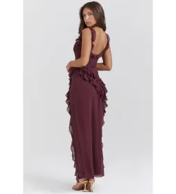 House of CB Ariela Ruffle Maxi Dress Mulberry Size 6/XS for rent on The Volte - image 7