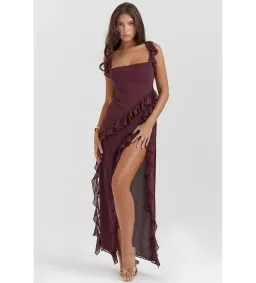 House of CB Ariela Ruffle Maxi Dress Mulberry Size 6/XS for rent on The Volte - image 2
