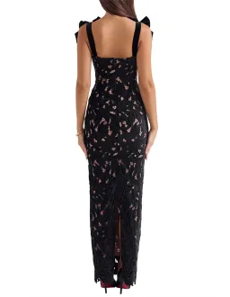 House of CB Tiff Velvet Lace Maxi Dress Black Size 10/S for rent on The Volte - image 3