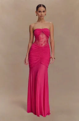 Meshki Khadijah Lace and Mesh Maxi Dress in Pink Size 10 for rent on The Volte - image 1