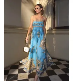 Alemais x La Sirena Exclusive Cassie Midi Sundress Blue Floral Size AU 12 for rent on The Volte - image 1