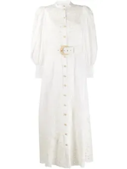 Zimmermann Peggy Belted Broderie Midi Dress White Size AU 12 for rent on The Volte - image 2