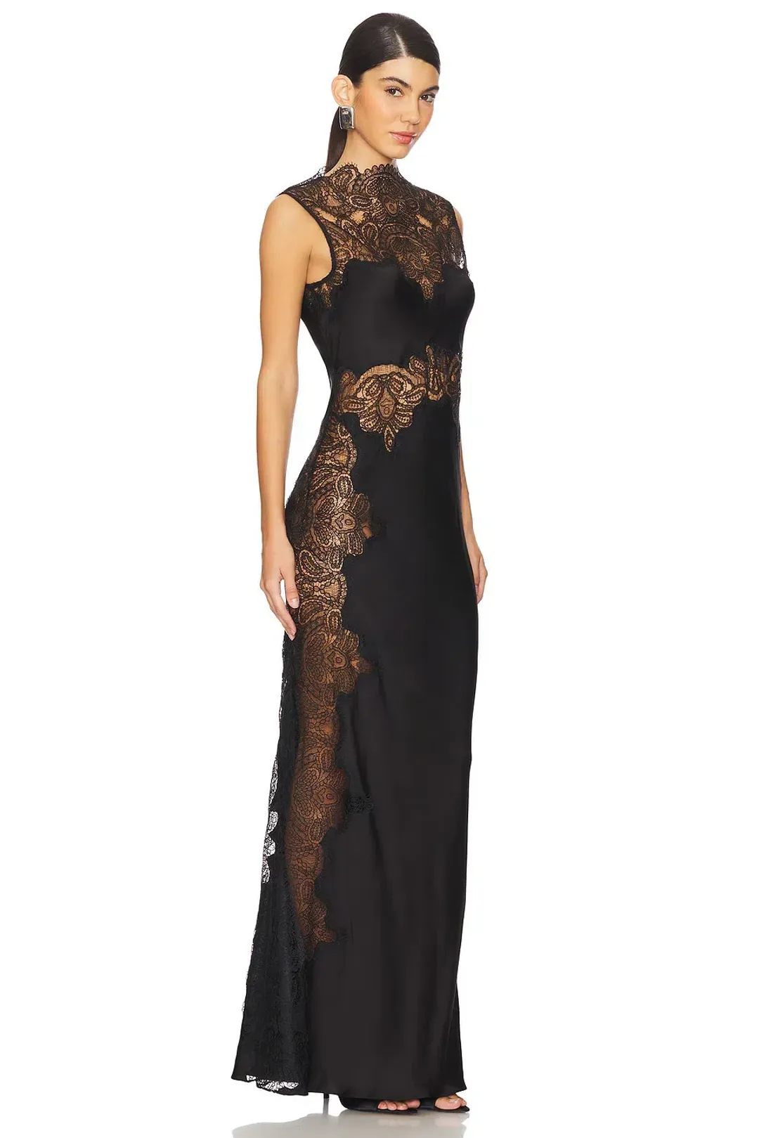 Shona Joy Jamila Lace High Neck Maxi Dress Black Size AU 12 for rent on The Volte - main image