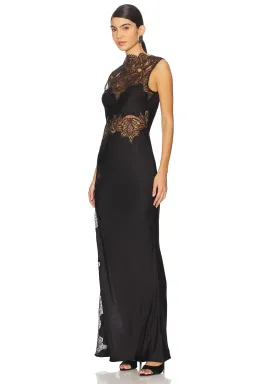 Shona Joy Jamila Lace High Neck Maxi Dress Black Size AU 12 for rent on The Volte - image 3