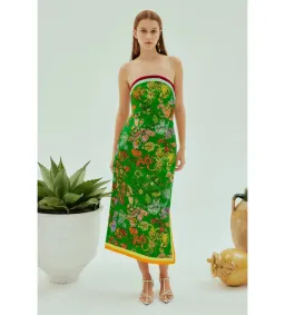 Alemais Fiesta Bodice Midi Dress Green Print Size AU 16 for rent on The Volte - image 1