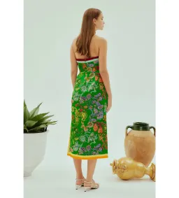 Alemais Fiesta Bodice Midi Dress Green Print Size AU 16 for rent on The Volte - image 3