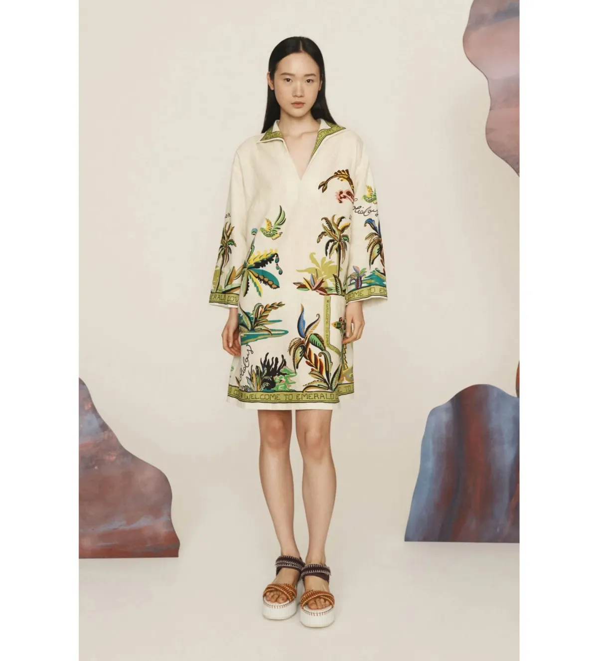 Alemais Day Dream Tunic Mini Dress Multi Print Size AU 12 for rent on The Volte - main image