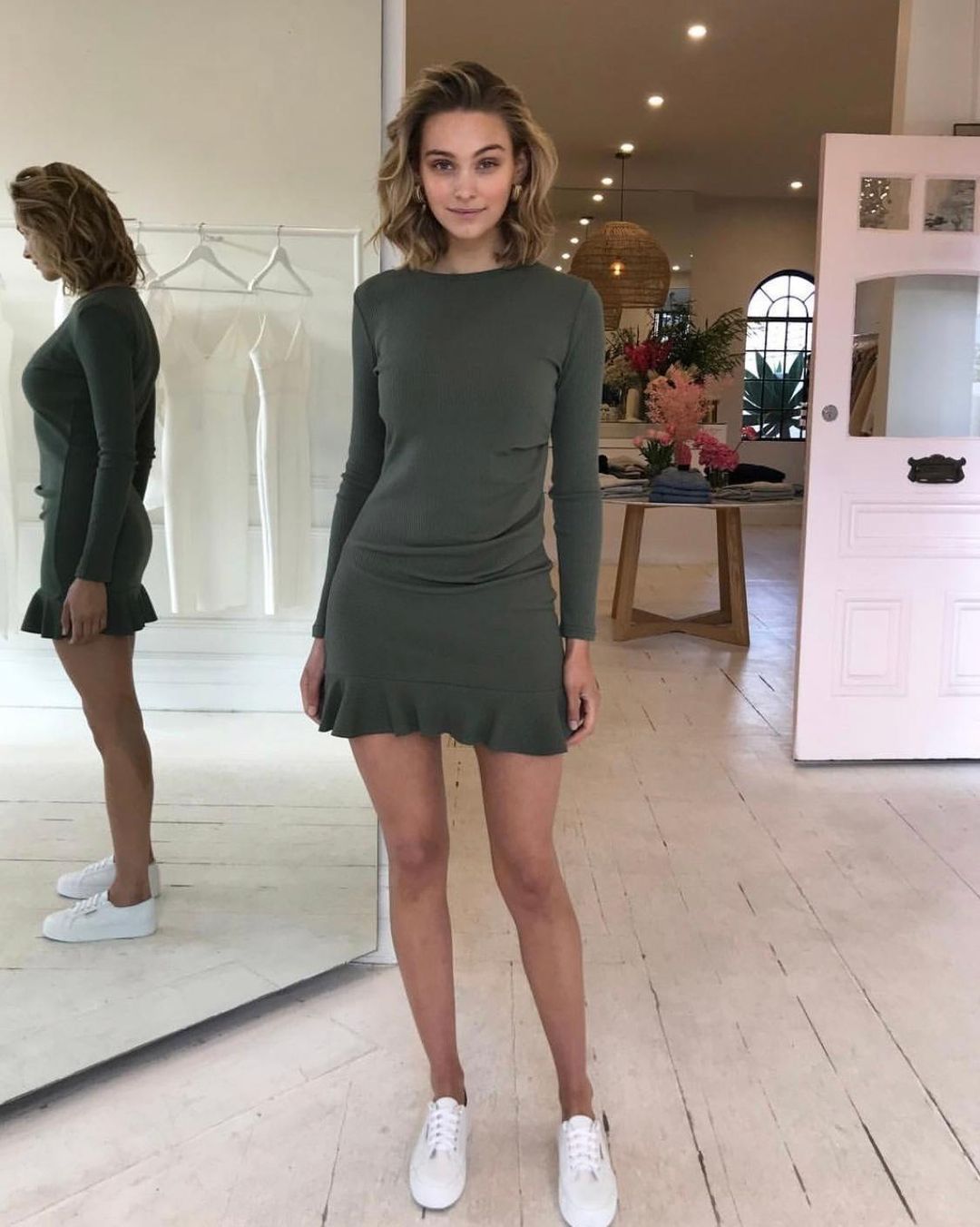 By Nicola Belle Frill Mini Dress Black Size 8 for rent on The Volte - main image