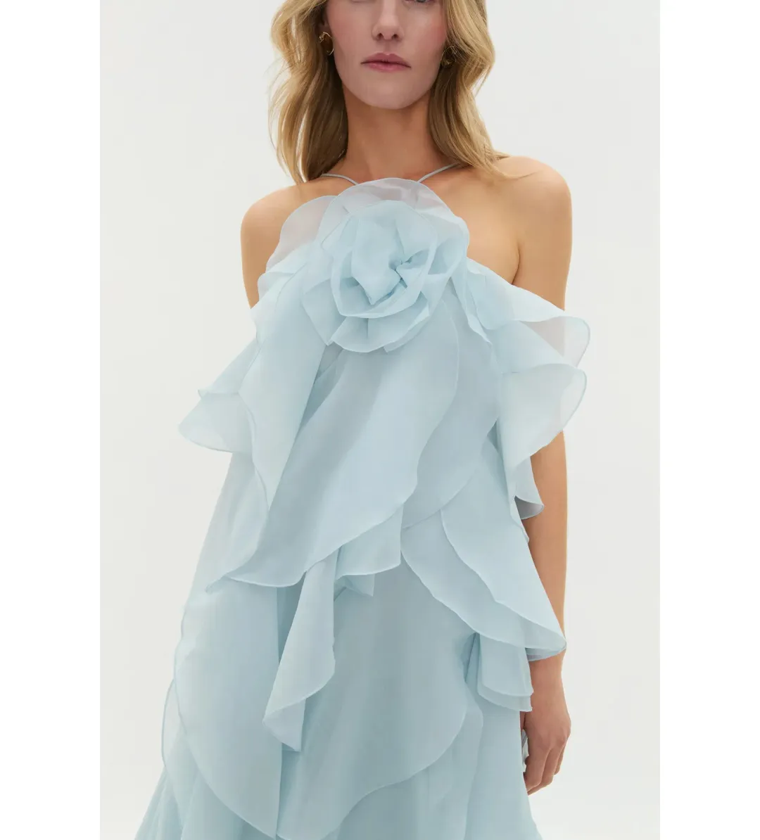 Aje Pandorea Layered Maxi Dress Silver Blue Size AU 10 for rent on The Volte - main image