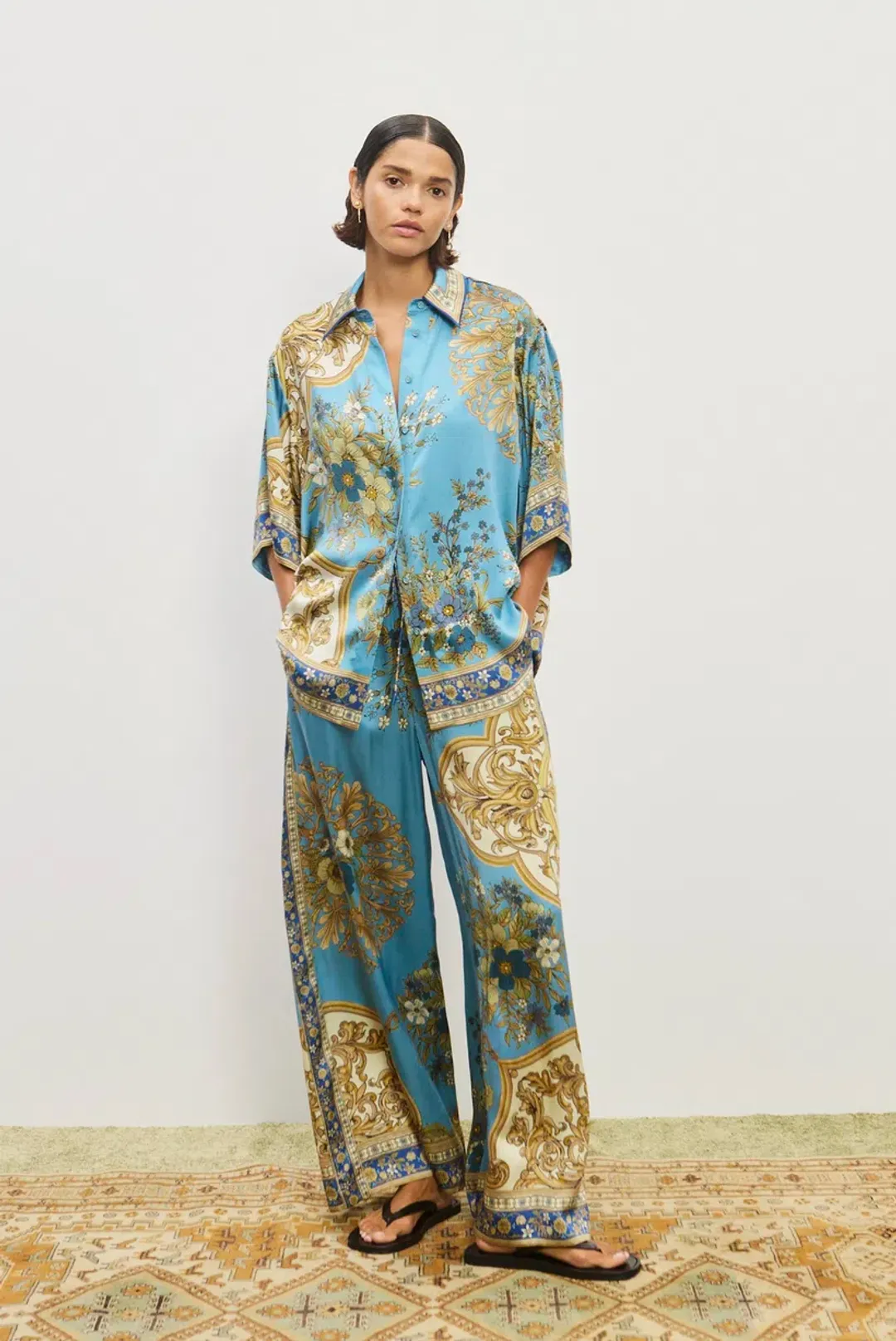 Alemais Cassie Silk Shirt and Pant Set Size AU 16 for rent on The Volte - main image