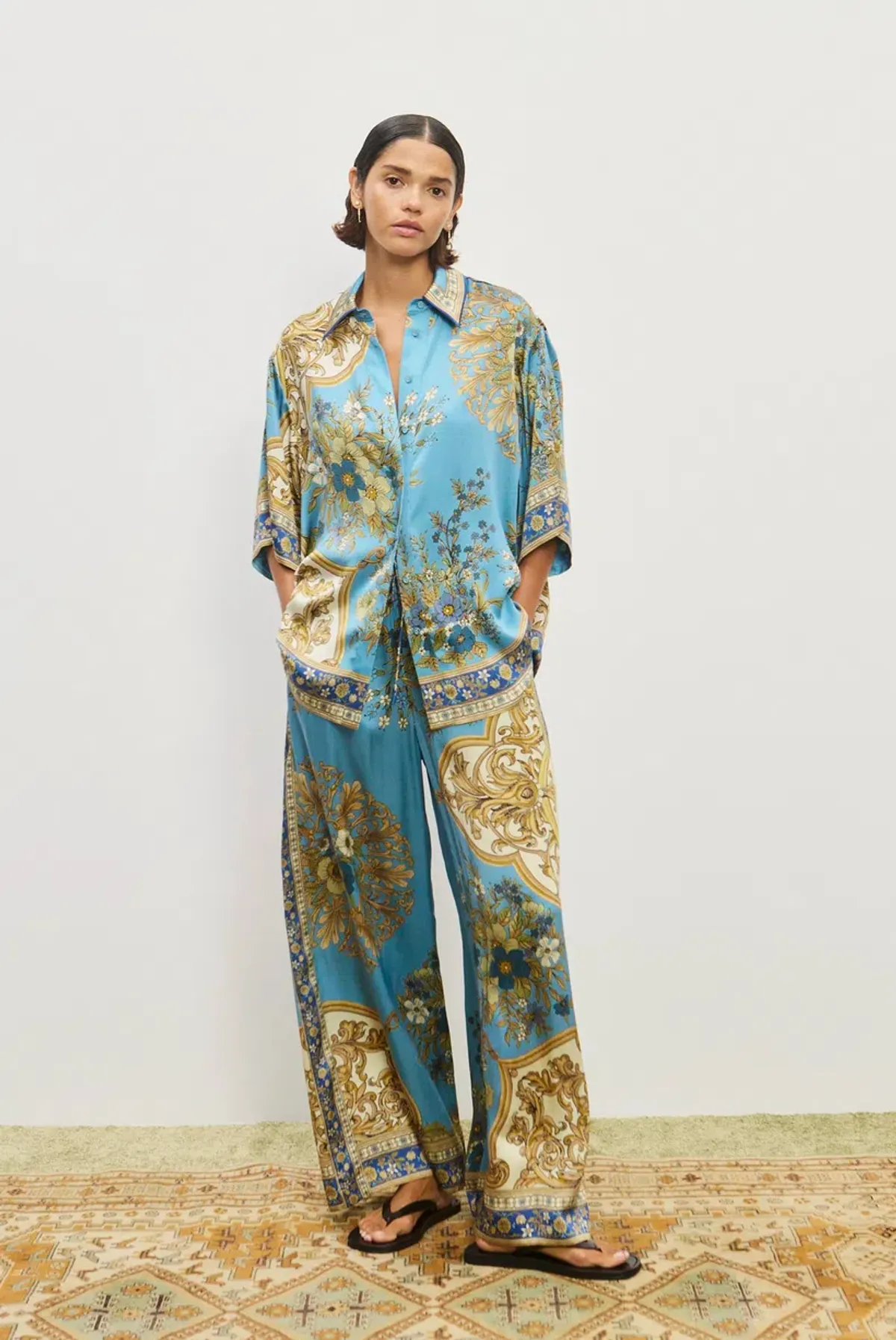 Alemais Cassie Silk Shirt and Pant Set Size AU 16 for rent on The Volte - main image