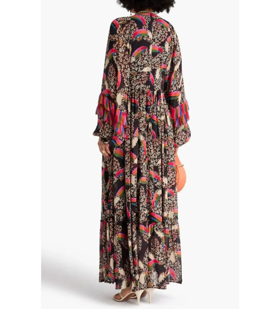 Farm Rio Georgette Printed Leopard Toucans Maxi Dress Size 16 for rent on The Volte - main image