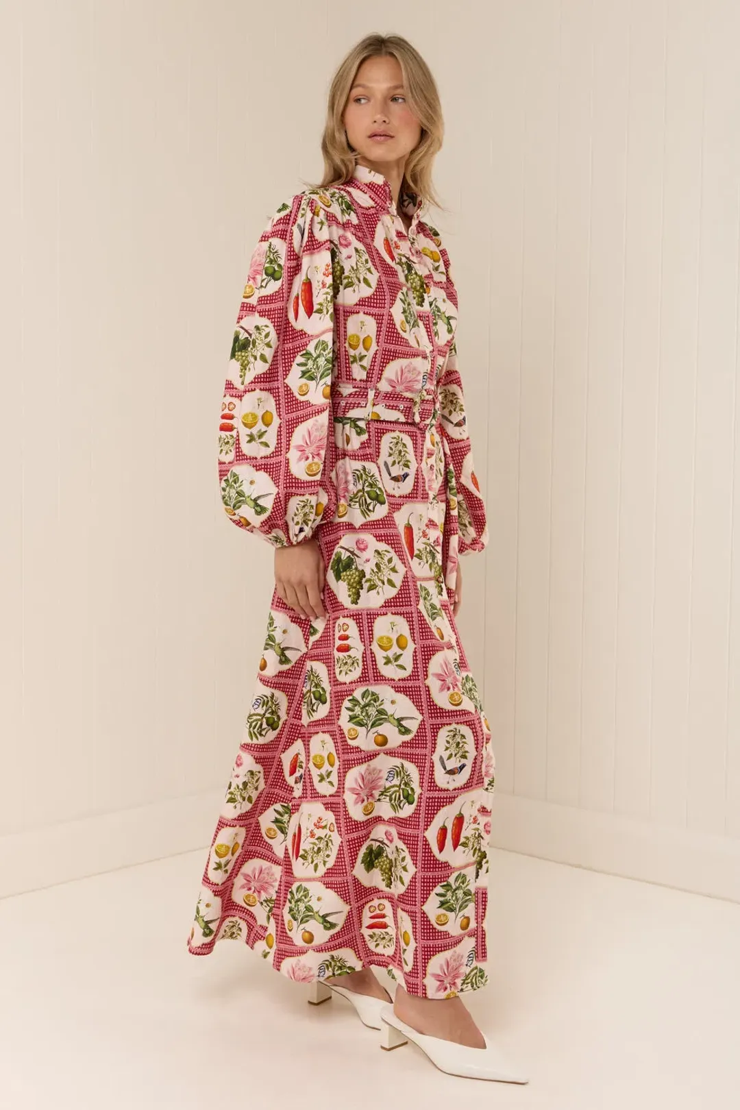 Palm Noosa Noddy Shirt Dress Pink Citrus Tile Size AU 10 for rent on The Volte - main image