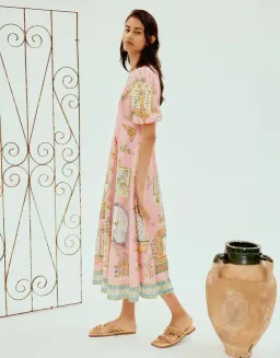 Alemais Monte Midi Dress Pink Print Size AU 12 for rent on The Volte - image 2