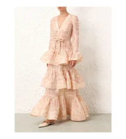 Zimmermann Matchmaker V Neck Maxi Gown in Pink Size 2 / Size AU 12 for rent on The Volte - image 1