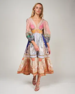 Zimmermann Anneke Lantern Midi Dress Spliced Size 1 / AU 10 for rent on The Volte - image 1