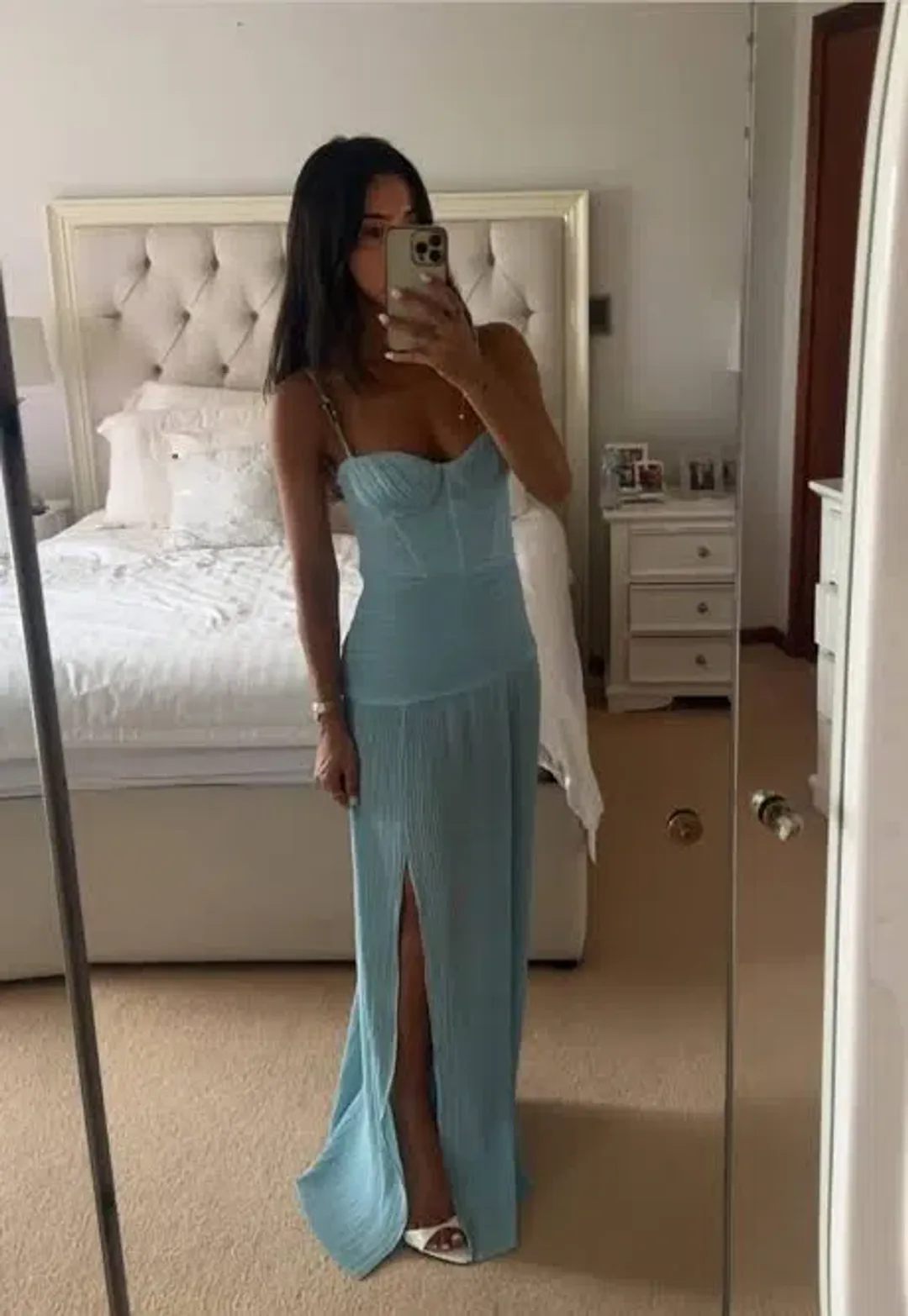 Manning Cartell Double Time Pleat Dress Maxi Acqua Spritz Size AU 8 for rent on The Volte - main image