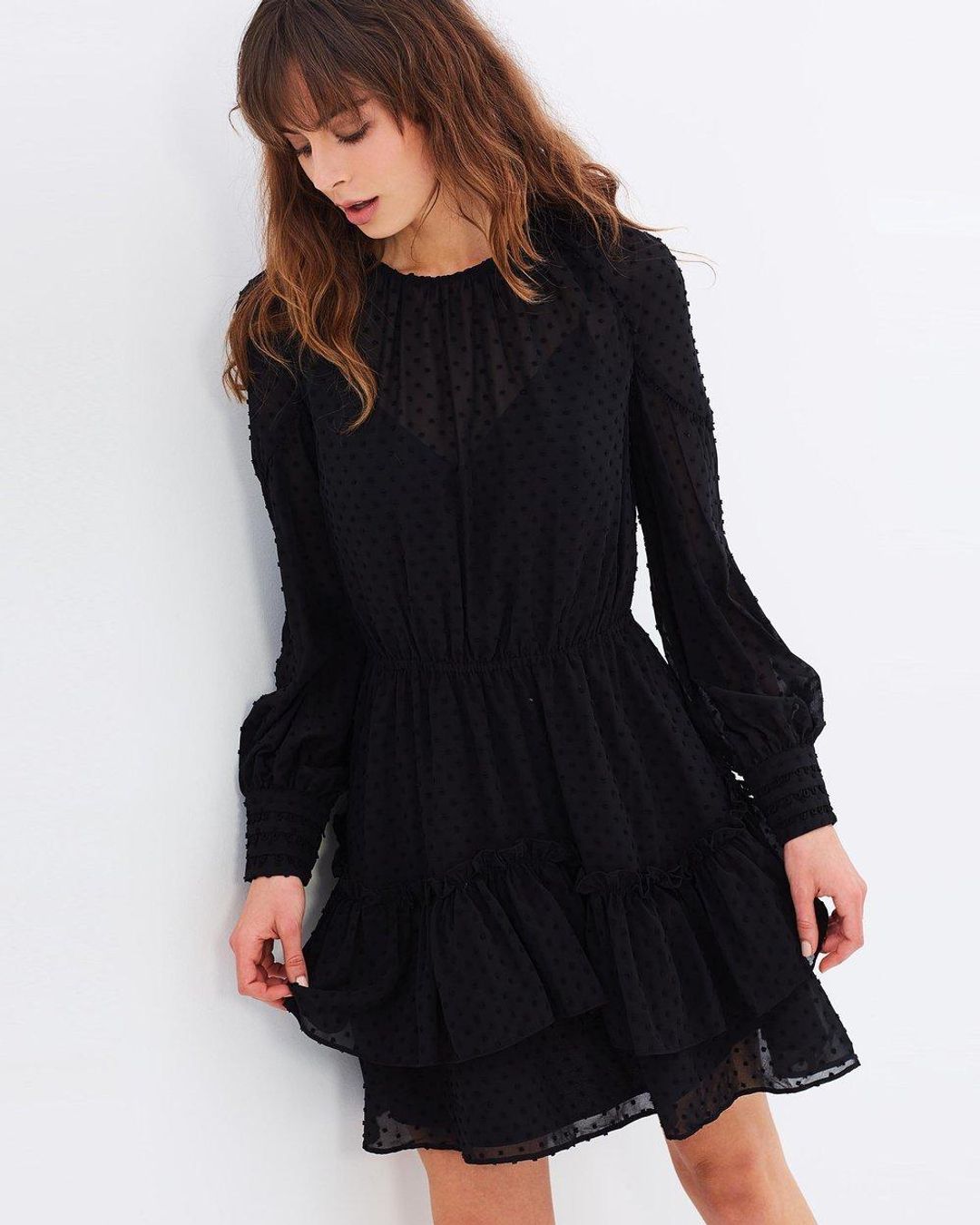 Talulah Sweet Allure Long Sleeve Mini Dress in black size 10 for rent on The Volte - main image
