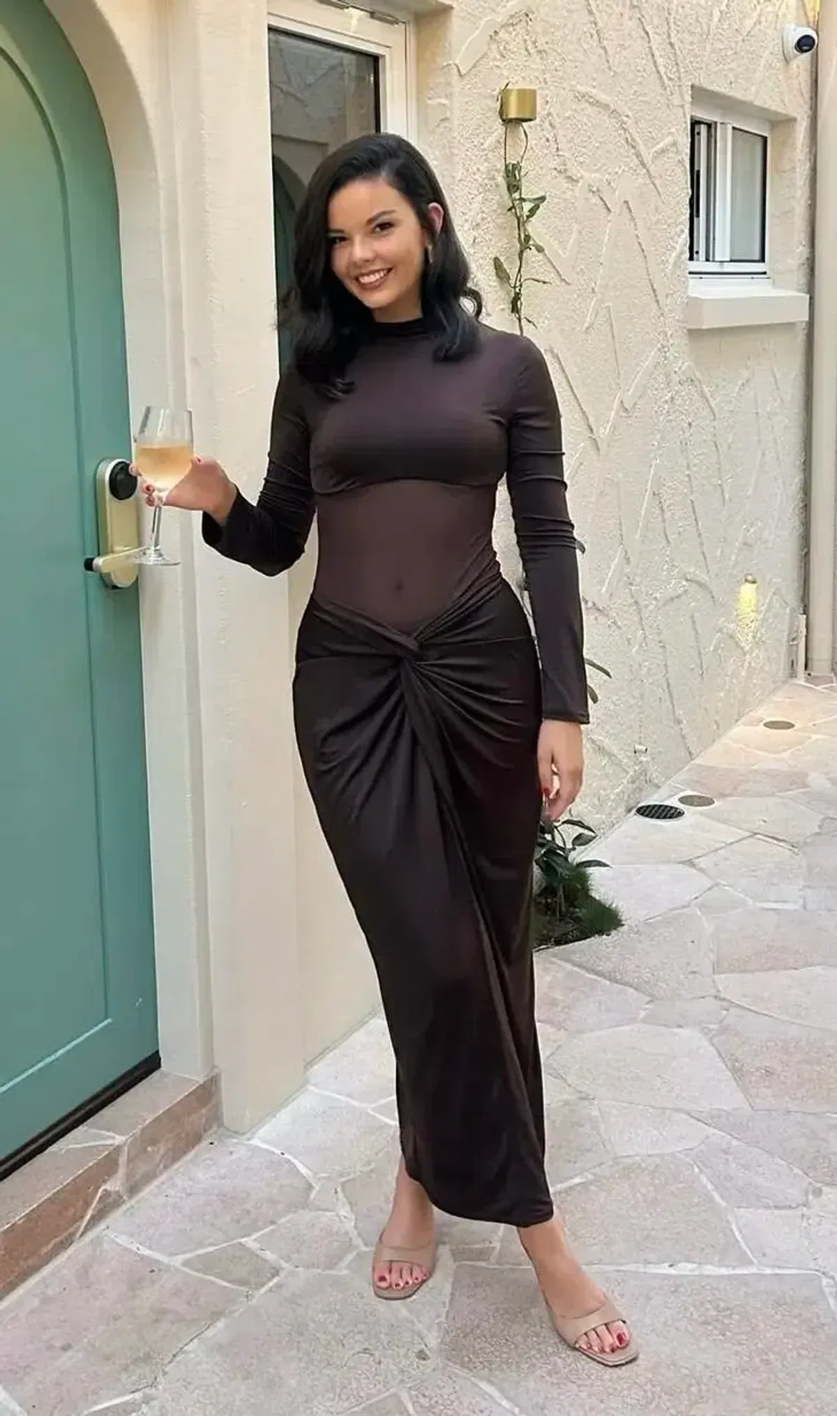 Benni Dora Maxi Dress Brown Size AU 6 for rent on The Volte - main image