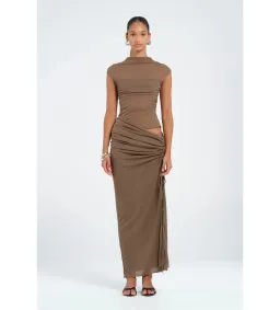 Benni Milo Maxi Dress in Mushroom Size AU 6 for rent on The Volte - image 1