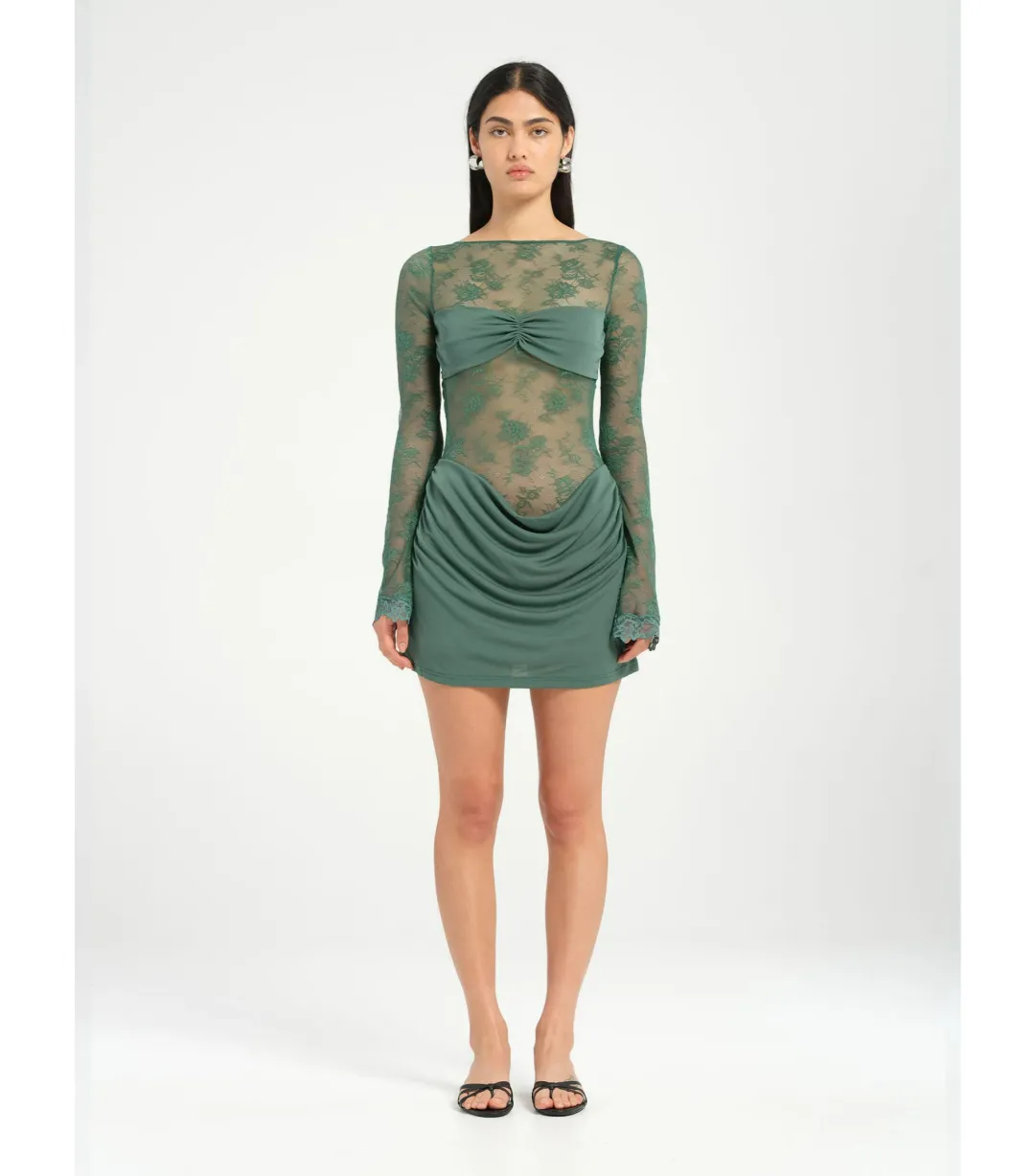 Benni Oskar Mini Dress in Pine Size AU 8  for rent on The Volte - main image