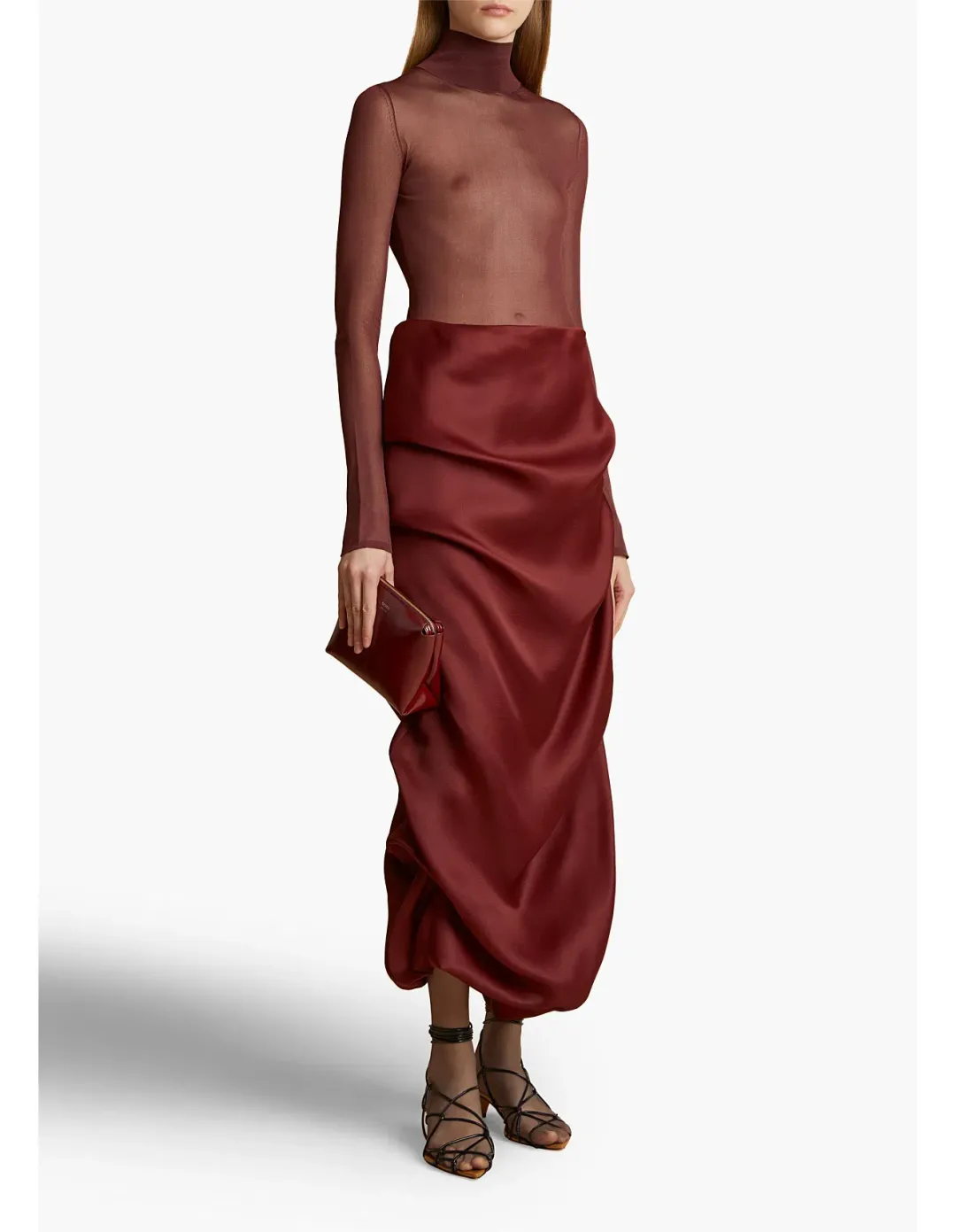 Khaite Olula Maxi Skirt in Oxblood Size 6/XS for rent on The Volte - main image