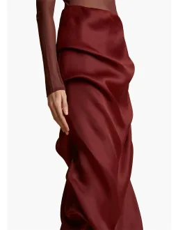 Khaite Olula Maxi Skirt in Oxblood Size 6/XS for rent on The Volte - image 4