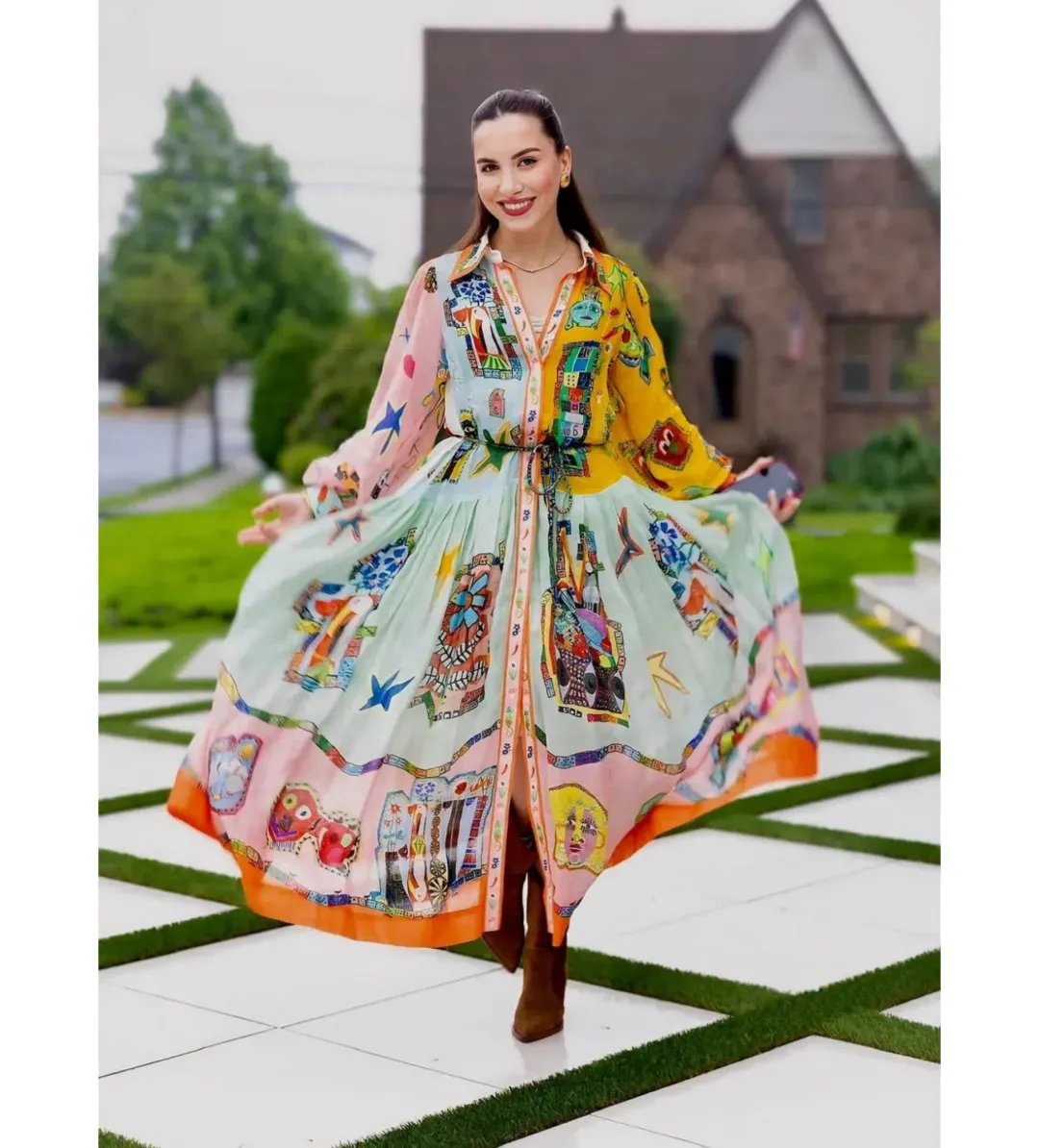 Alemais players Shirt Midi Dress Multi Size 14 for rent on The Volte - main image