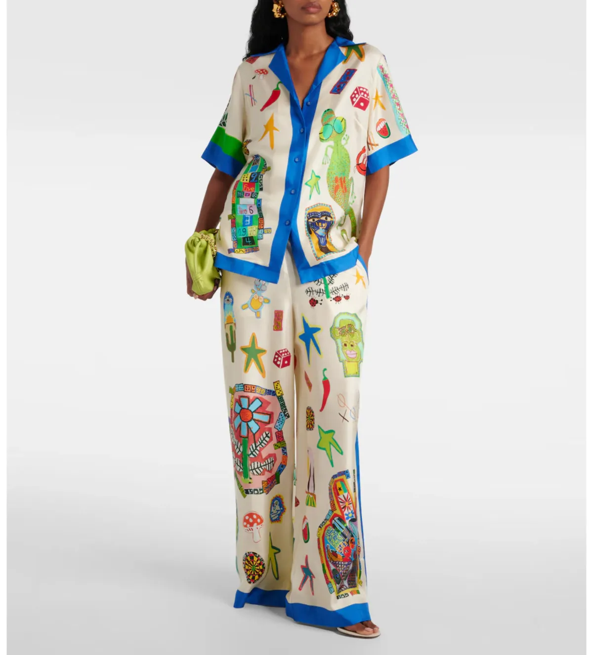 Alemais Rollers Silk Twill Shirt and Pants Multi Size 10  for rent on The Volte - main image