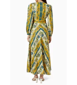 Alemais Quinn Linen Long Sleeve Midi Dress in Print Size AU 12 for rent on The Volte - image 3