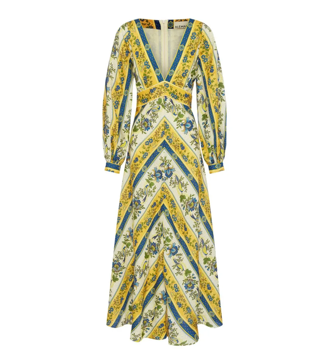 Alemais Quinn Linen Long Sleeve Midi Dress in Print Size AU 12 for rent on The Volte - main image