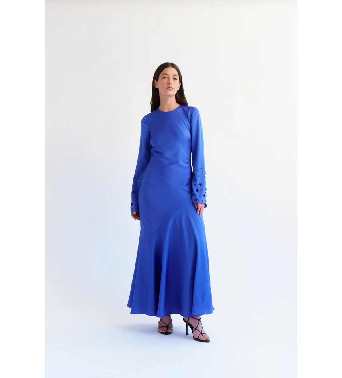 Aje Weylyn Sequin Cuff Maxi Dress Cobalt Blue Size 12 for rent on The Volte - main image