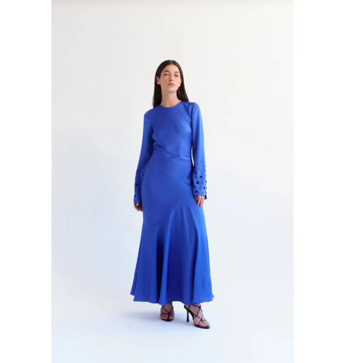 Aje Weylyn Sequin Cuff Maxi Dress Cobalt Blue Size 10 for rent on The Volte - main image