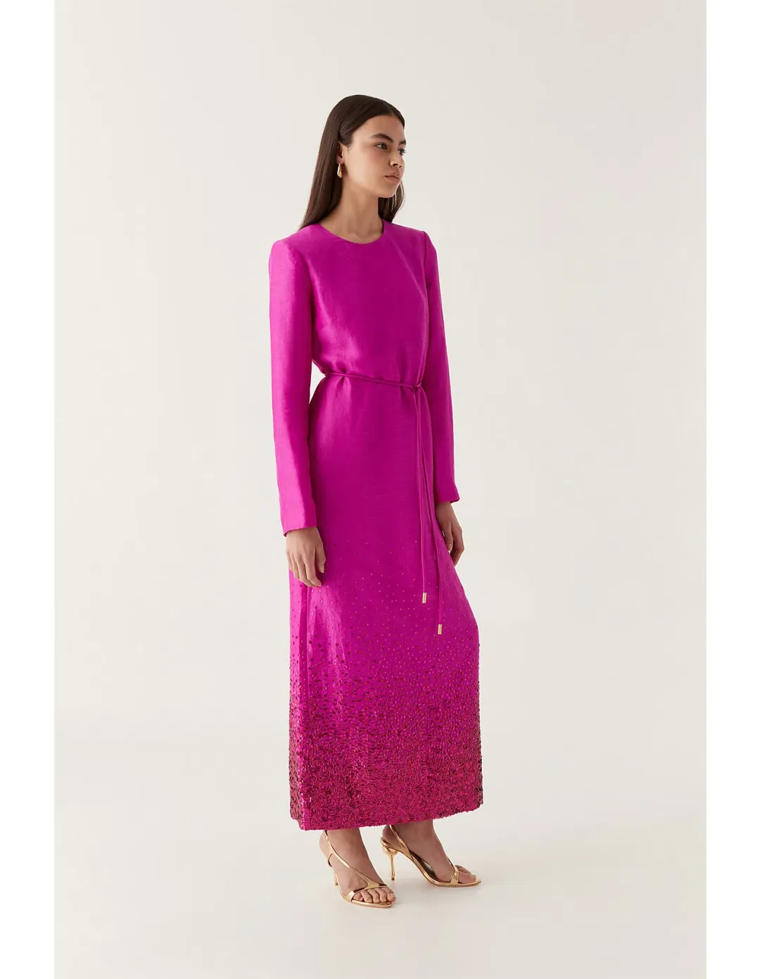Aje Reflection Sequin Maxi Dress in Deep Magenta Size AU 8 for rent on The Volte - main image