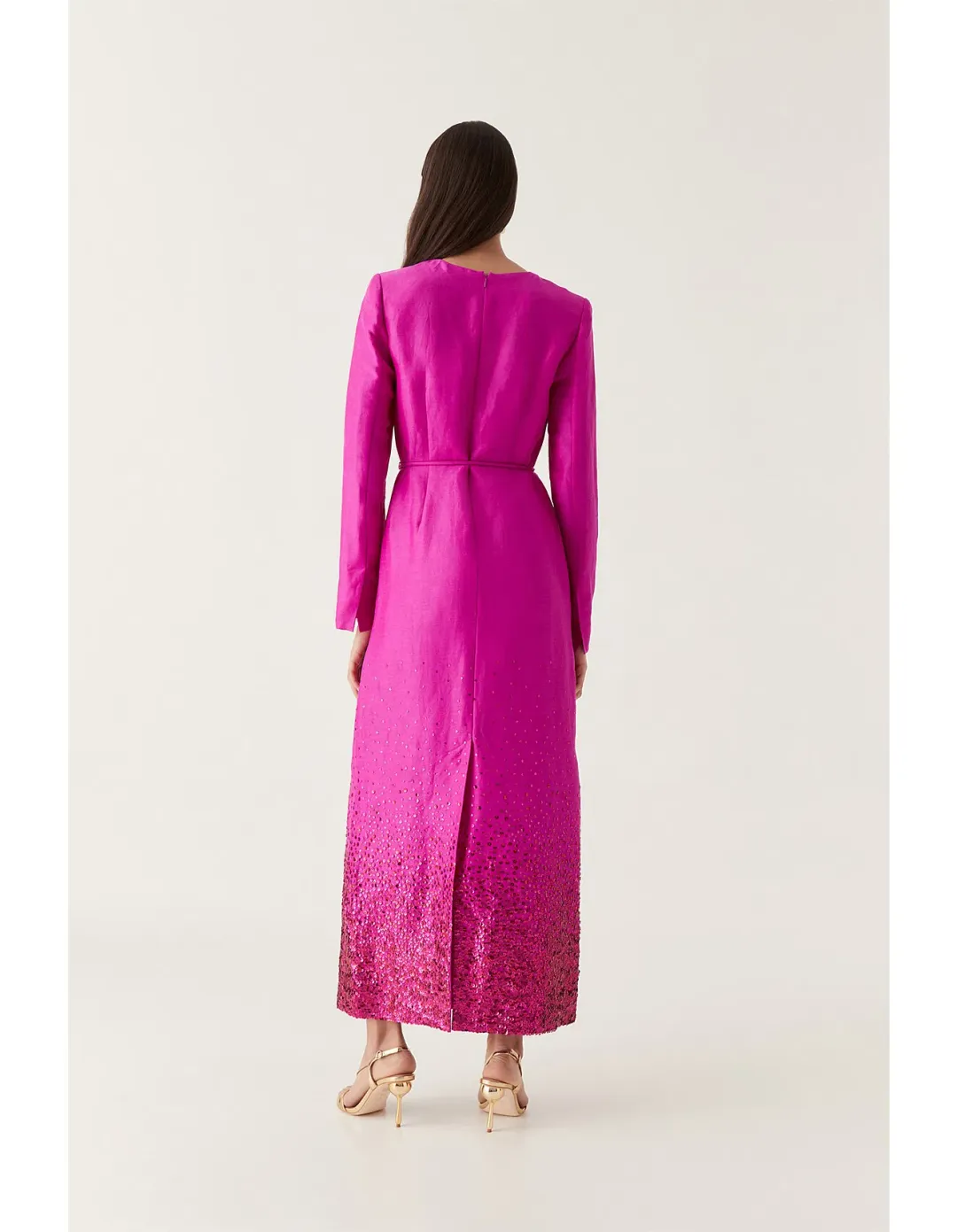 Aje Reflection Sequin Maxi Dress in Deep Magenta Size AU 8 for rent on The Volte - main image